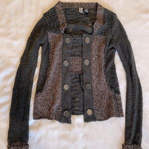 Black and Brown Sweater with front buttons - size: Small